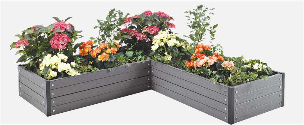 Raised flower beds and wooden planter boxes