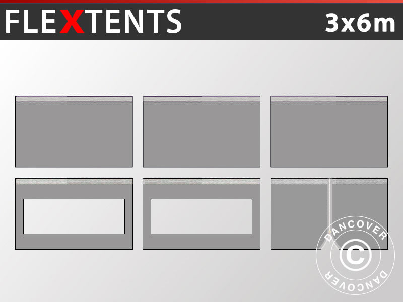Sidewall kit for Pop up gazebo FleXtents 3x6 m, Grey