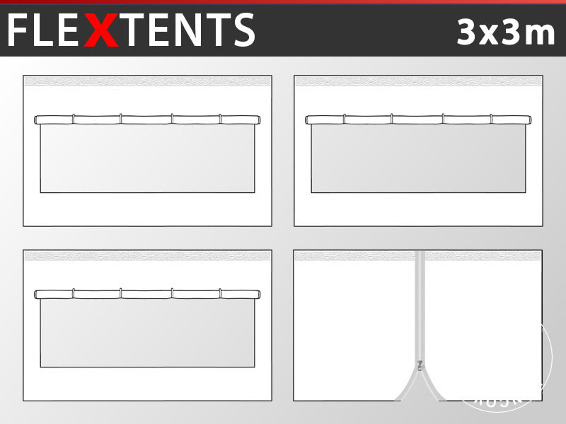 Sidewall kit for Pop up gazebo FleXtents 3x3 m, White
