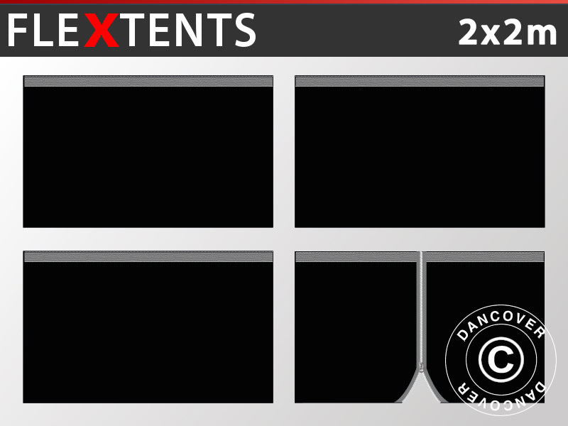 Sidewall kit for Pop up gazebo FleXtents 2x2 m, Black