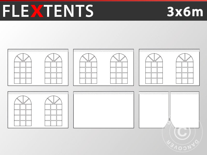 Sidewall kit for Pop up gazebo FleXtents Vintage 3x6 m, White