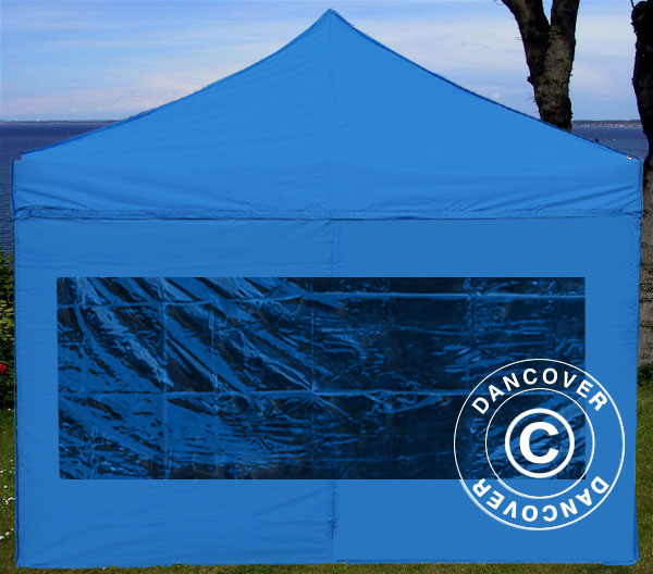 Sidewall w/panorama window for FleXtents, 4 m, Blue