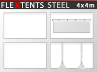 Sidewall kit for pop up gazebo FleXtents Steel and Basic v.3 4x4 m, White