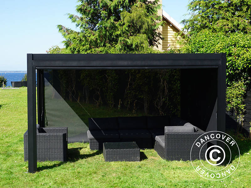 Sidewall screen f/bioclimatic pergola gazebo San Pablo, 3 m, Black