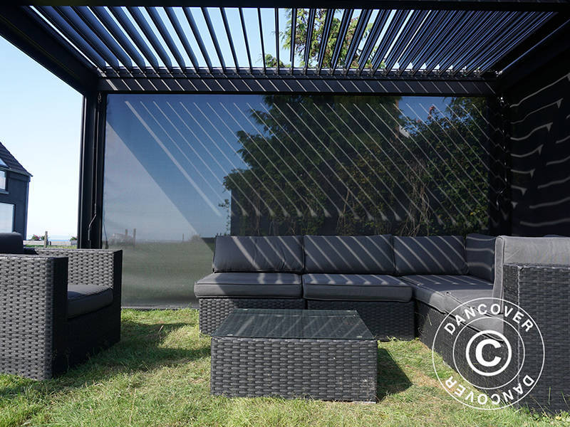 Sidewall screen f/bioclimatic pergola gazebo San Pablo, 4 m, Black