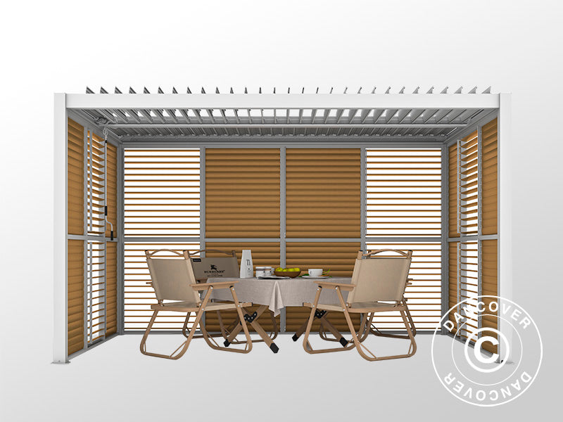 Louvre wall f/bioclimatic pergola gazebo San Pablo, 0.90x2.175 m, Wood Finish/White