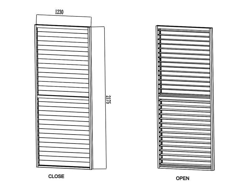 Louvre wall f/bioclimatic pergola gazebo San Pablo, 1.23x2.175 m, Wood Finish/Black