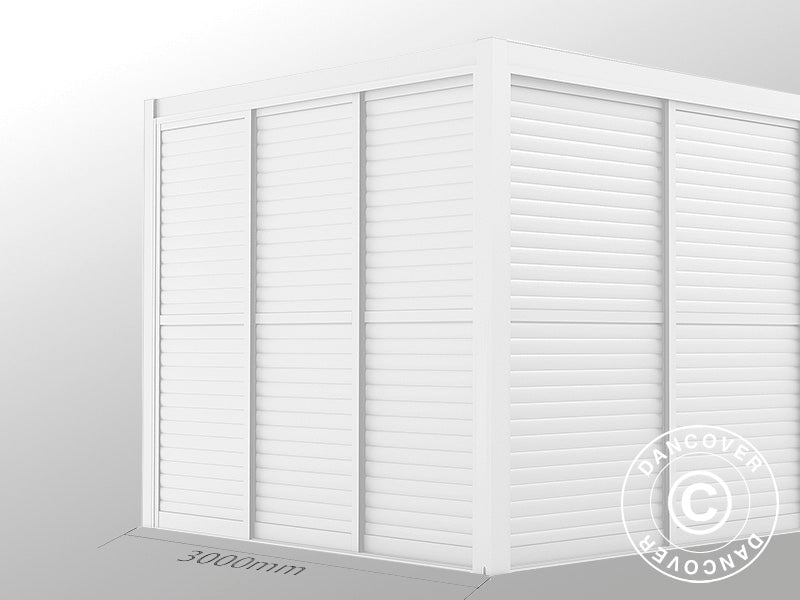 Louvre sliding door set f/pergola gazebo San Pablo 3 m, 0.92x2.18 m, White