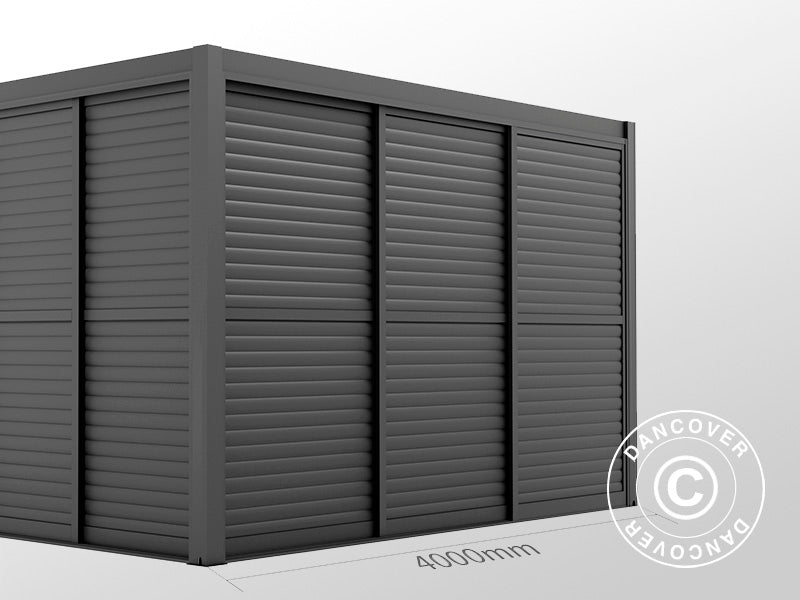 Sliding LouverWall Set 4m f/Pergola SanPablo Black