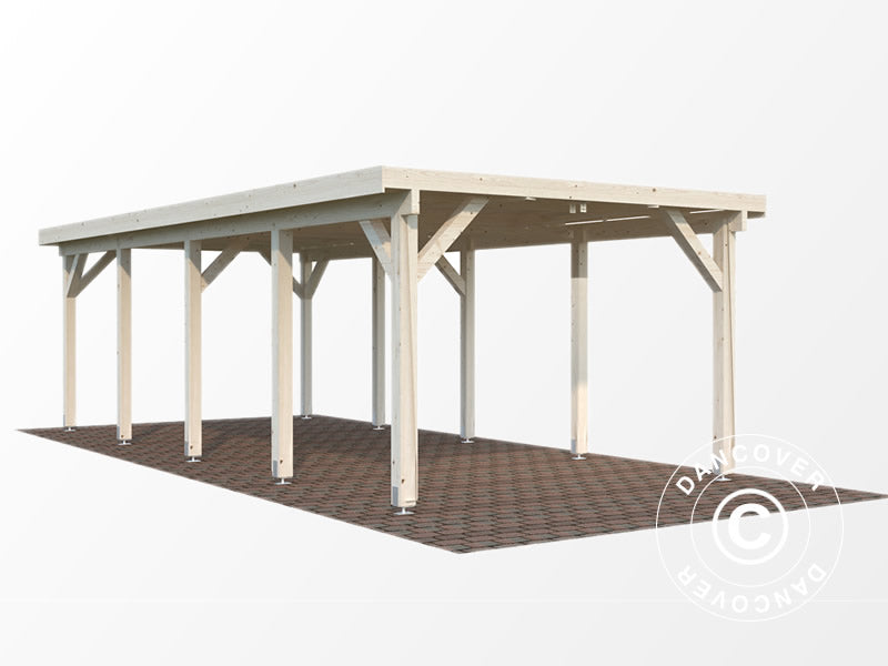 Wooden carport 3.6x7.62x2.32 m, 23.1 m², Natural