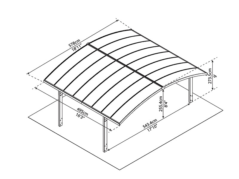 Double carport Arizona, 5.78x4.95 m, Palram/Canopia, Grey