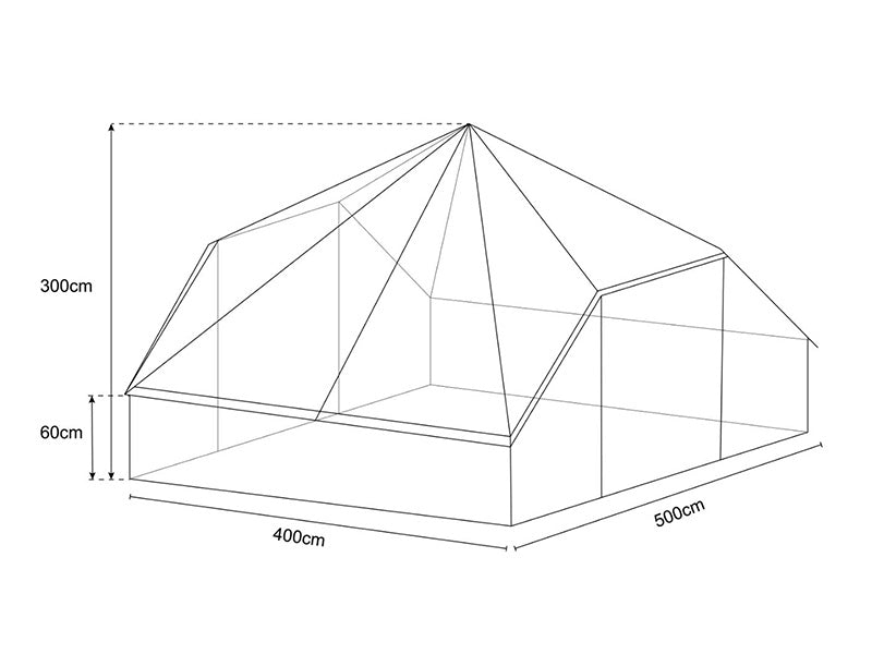 Tent for glamping, TentZing®, 4x5 m, 10 Persons, Sand