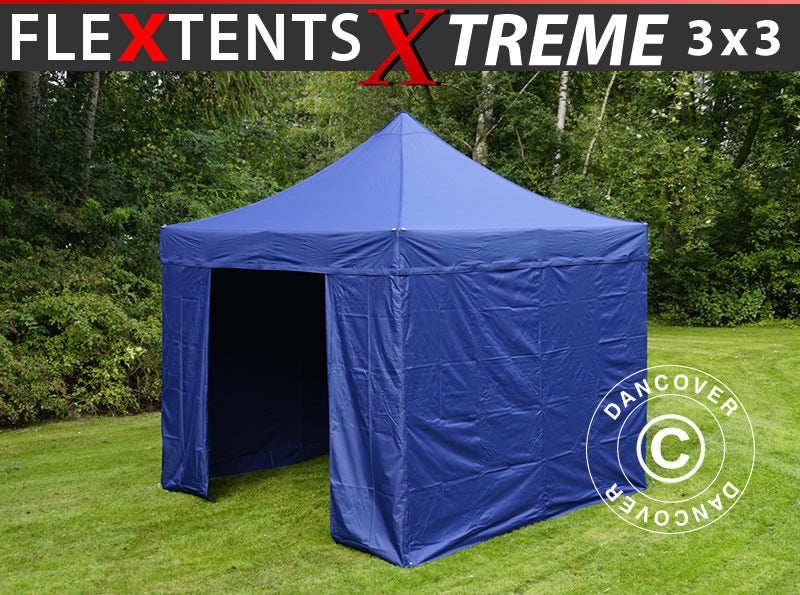Pop up gazebo FleXtents Xtreme 50 3x3 m Dark blue, incl. 4 sidewalls