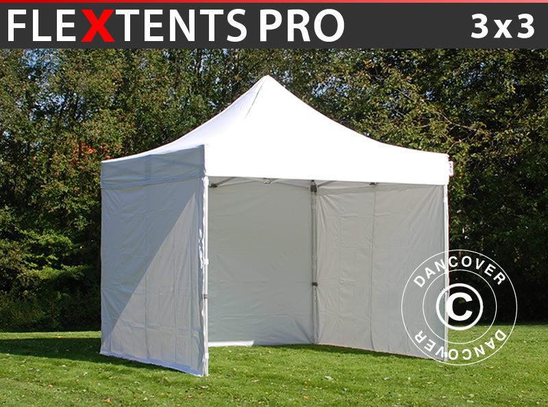 Pop up gazebo FleXtents PRO 3x3 m White, incl. 4 sidewalls