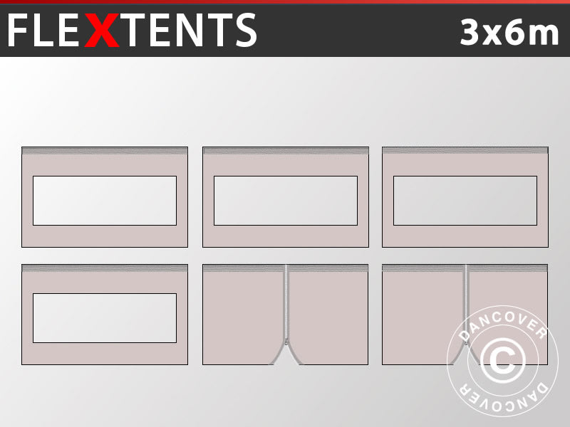 Sidewall kit for Pop up gazebo FleXtents 3x6 m, Latte