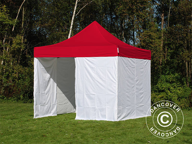 Pop up gazebo FleXtents® PRO, Medical & Emergency tent, 3x3 m, Red/White, incl. 4 sidewalls
