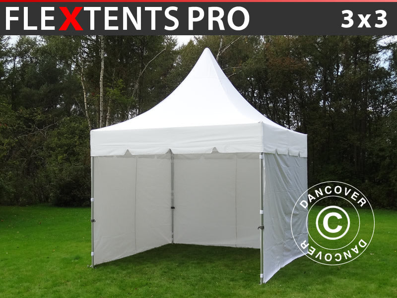 Pop up gazebo FleXtents PRO Peak Pagoda 3x3 m White, incl. 4 sidewalls