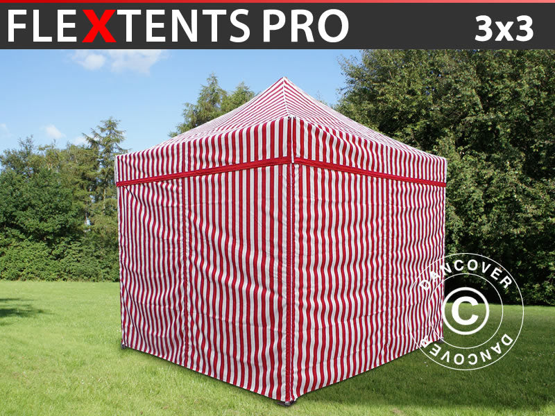Pop up gazebo FleXtents PRO 3x3 m Striped, incl. 4 sidewalls