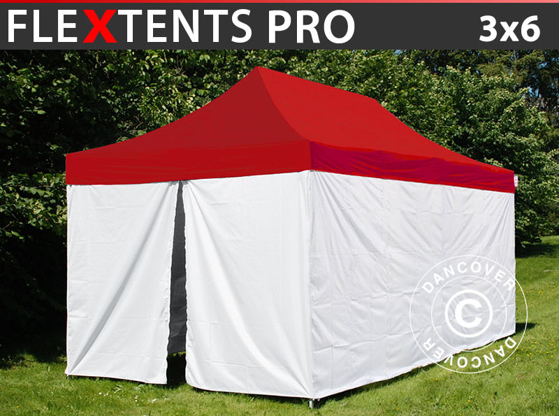 Pop up gazebo FleXtents® PRO, Medical & Emergency tent, 3x6 m, Red/White, incl. 6 sidewalls