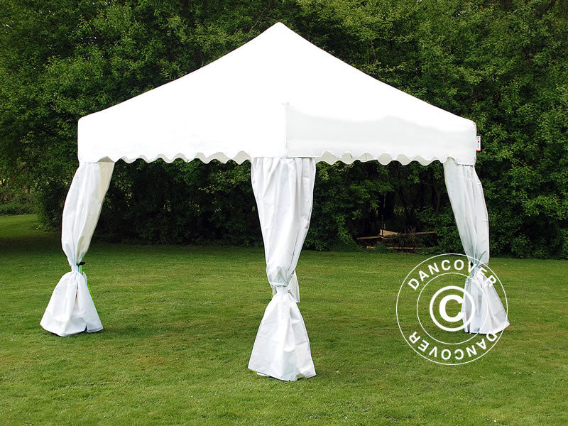 Pop up gazebo FleXtents Xtreme 50 "Wave" 3x3 m White, incl. 4 decorative curtains
