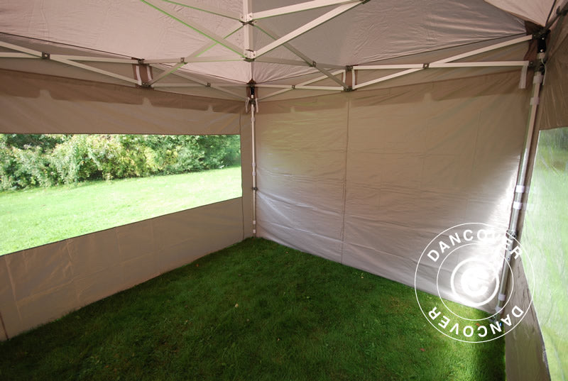 Pop up gazebo FleXtents PRO "Peaked" 3x3 m Latte, incl. 4 sidewalls