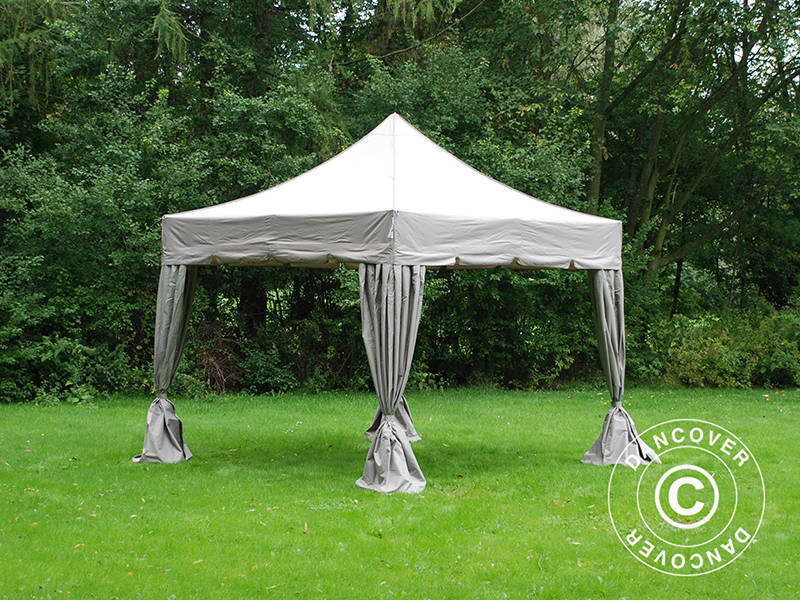 Pop up gazebo FleXtents PRO "Peaked" 3x3 m Latte, incl. 4 decorative curtains