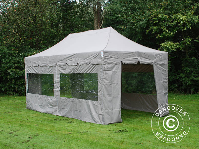 Pop up gazebo FleXtents PRO "Peaked" 3x6 m Latte, incl. 6 sidewalls