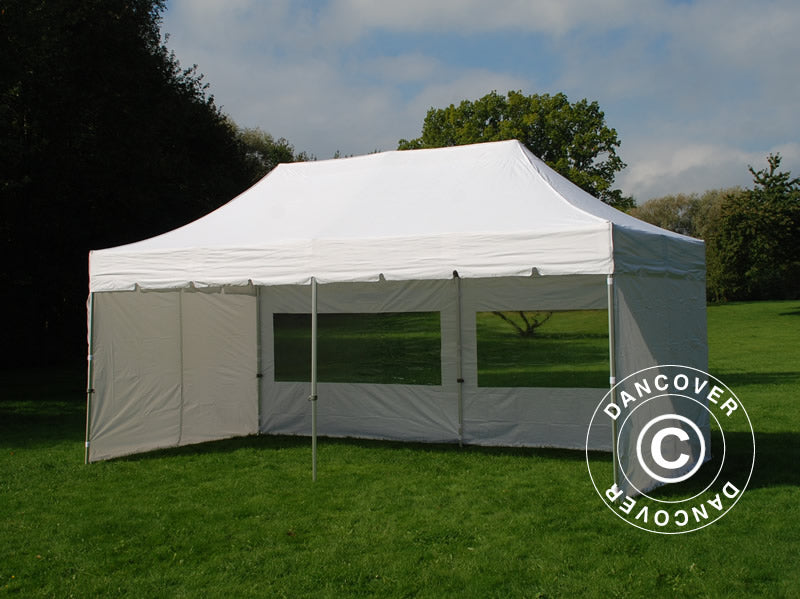 Pop up gazebo FleXtents PRO "Peaked" 3x6 m White, incl. 6 sidewalls