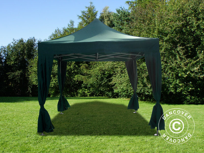 Pop up gazebo FleXtents PRO 3x3 m Green, incl. 4 decorative curtains