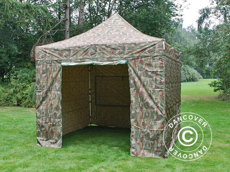 Pop up gazebo FleXtents PRO 3x3 m Camouflage/Military, incl. 4 sidewalls
