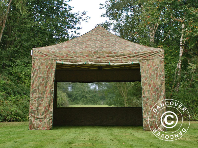Pop up gazebo FleXtents PRO 4x4 m Camouflage/Military, incl. 4 sidewalls