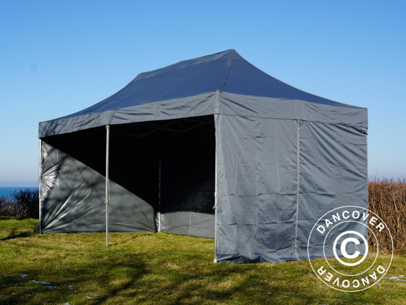 Pop up gazebo FleXtents PRO 3x6 m Grey, incl. 6 sidewalls