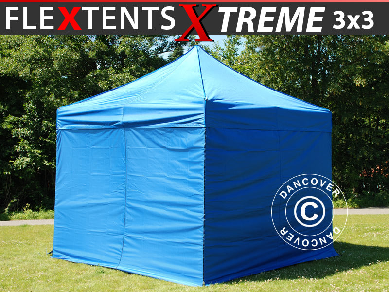 Pop up gazebo FleXtents Xtreme 60 3x3 m Blue, incl. 4 sidewalls