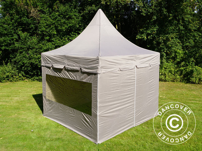 Pop up gazebo FleXtents PRO Peak Pagoda 3x3 m Latte, incl. 4 sidewalls