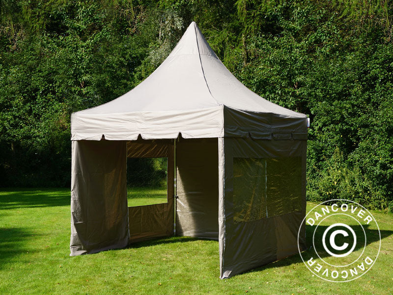 Pop up gazebo FleXtents PRO Peak Pagoda 3x3 m Latte, incl. 4 sidewalls