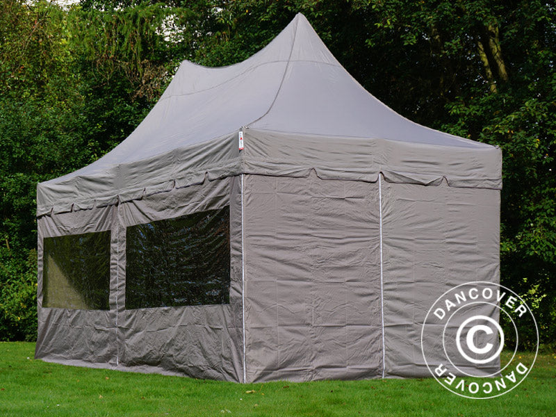 Pop up gazebo FleXtents PRO Peak Pagoda 3x6 m Latte, incl. 6 sidewalls