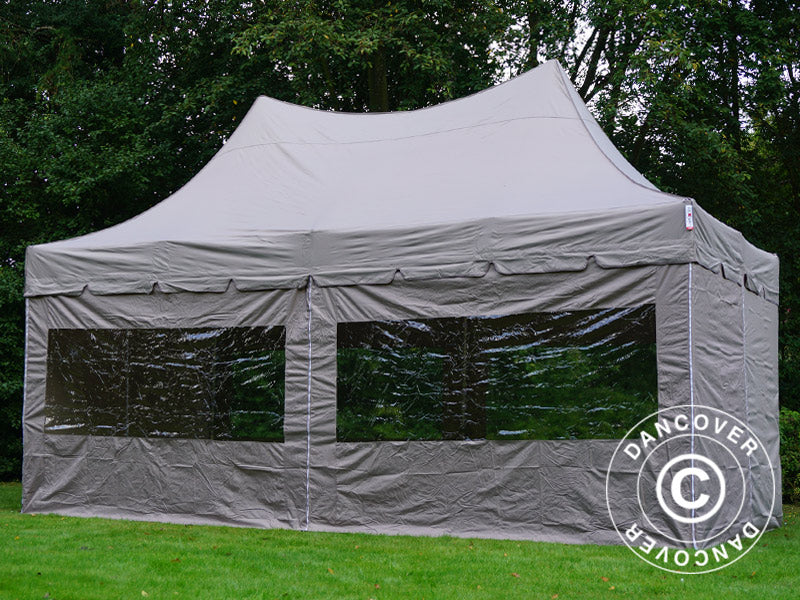 Pop up gazebo FleXtents PRO Peak Pagoda 3x6 m Latte, incl. 6 sidewalls