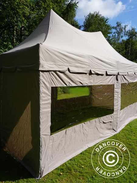 Pop up gazebo FleXtents PRO Peak Pagoda 3x6 m Latte, incl. 6 sidewalls