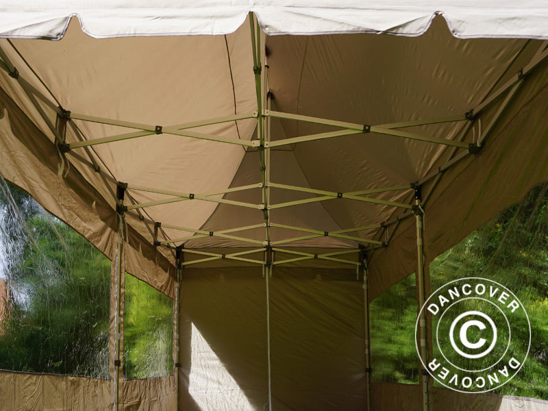 Pop up gazebo FleXtents PRO Peak Pagoda 3x6 m Latte, incl. 6 sidewalls