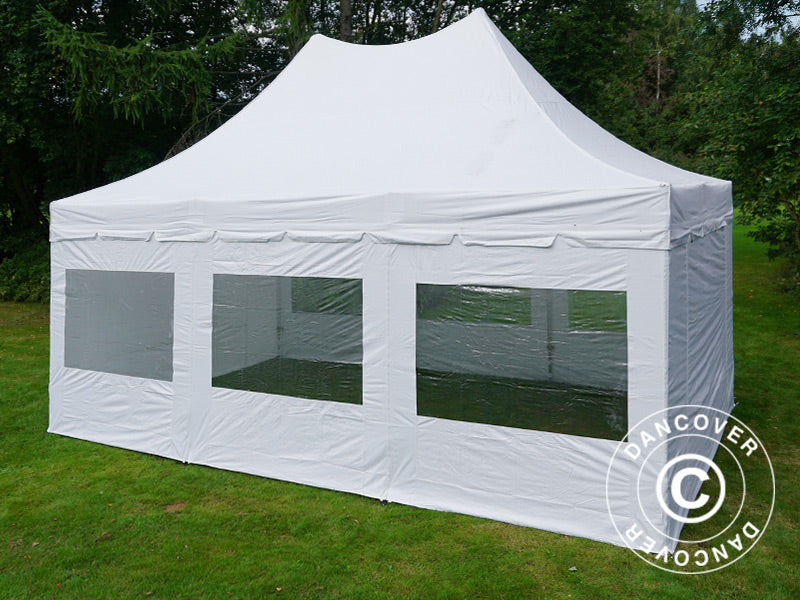 Pop up gazebo FleXtents PRO Peak Pagoda 4x6 m White, incl. 8 sidewalls