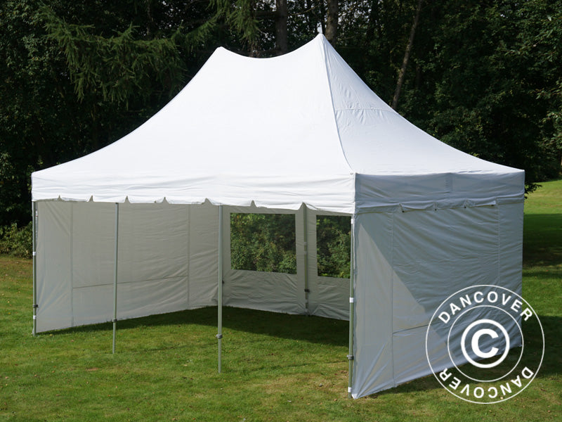 Pop up gazebo FleXtents PRO Peak Pagoda 4x6 m White, incl. 8 sidewalls