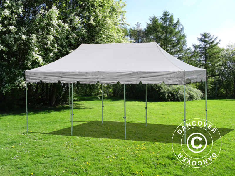 Pop up gazebo FleXtents PRO "Peaked" 4x6 m Latte, incl. 8 decorative curtains