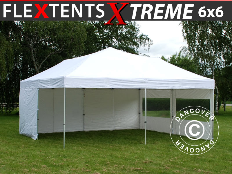 Pop up gazebo FleXtents Xtreme 50 6x6 m White, incl. 8 sidewalls