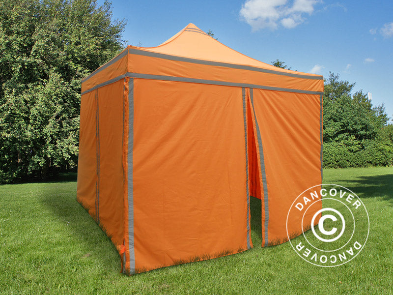 Pop up gazebo FleXtents PRO Work tent 3x3 m Orange Reflective, incl. 4 sidewalls