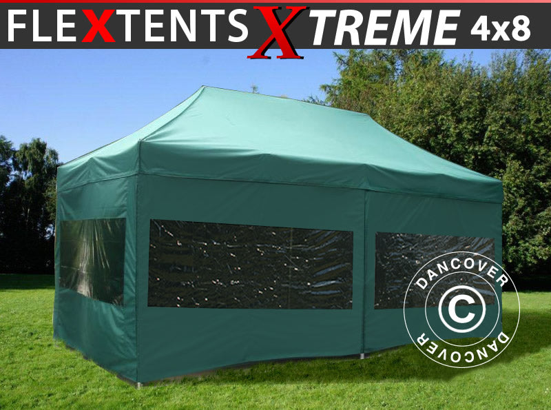Pop up gazebo FleXtents Xtreme 60 4x8 m Green, incl. 6 sidewalls