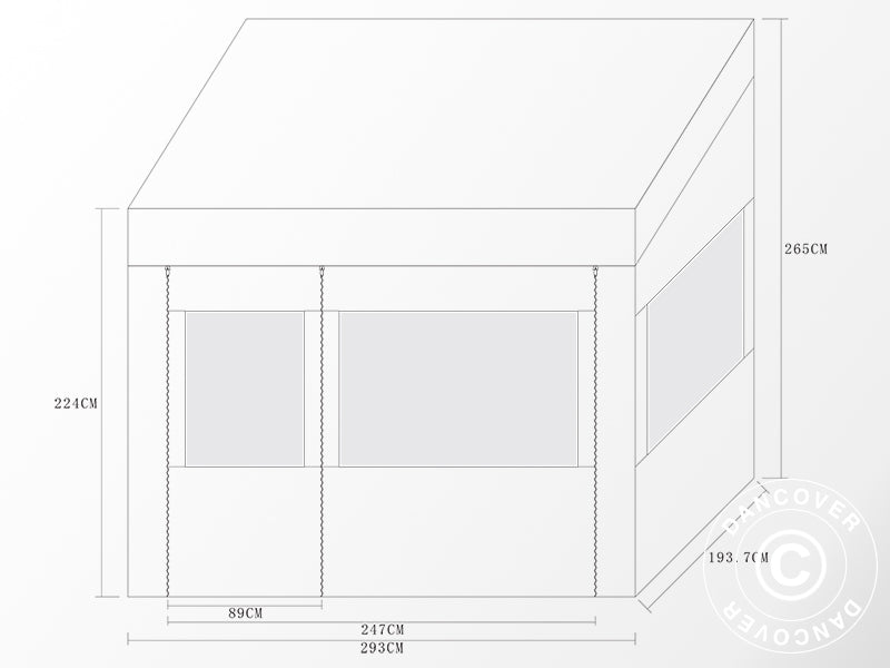 Pop up gazebo FleXtents PRO Trapezo 2x3 m White, incl. 4 sidewalls