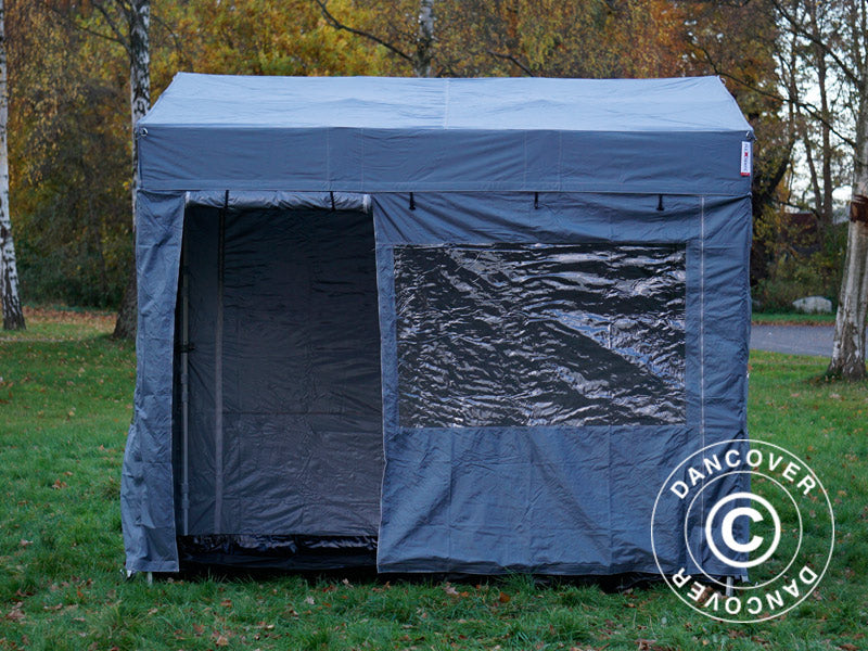 Pop up gazebo FleXtents PRO Trapezo 2x3 m Grey, incl. 4 sidewalls