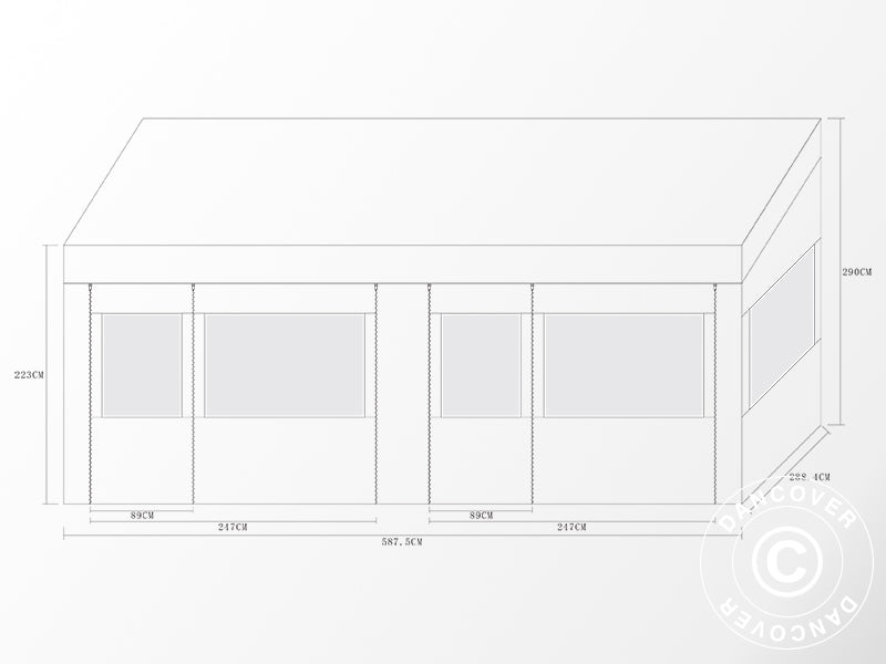 Pop up gazebo FleXtents PRO Trapezo 3x6 m White, incl. 4 sidewalls