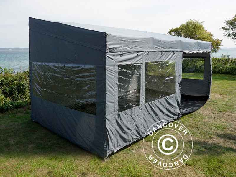 Pop up gazebo FleXtents PRO Trapezo 3x6 m Grey, incl. 4 sidewalls