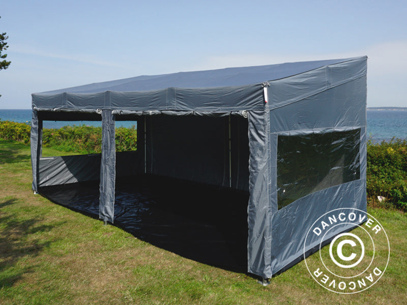 Pop up gazebo FleXtents PRO Trapezo 3x6 m Grey, incl. 4 sidewalls